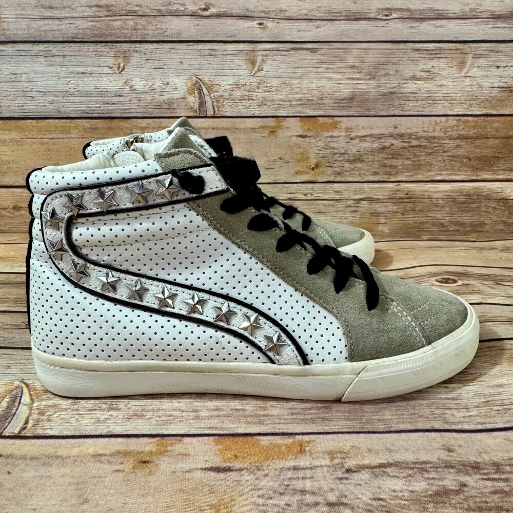 Vintage Havana Womens White Taupe Black Gadol High Perforated Leather Sneaker 9